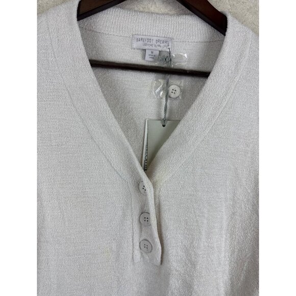 Barefoot Dreams Women's Shirt CozyChic Ultra Lite Rib Back Placket Henley Medium - Picture 4 of 11